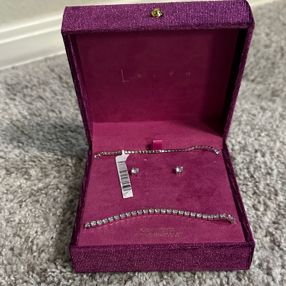 Leith Silver Bracelet and Earring Set